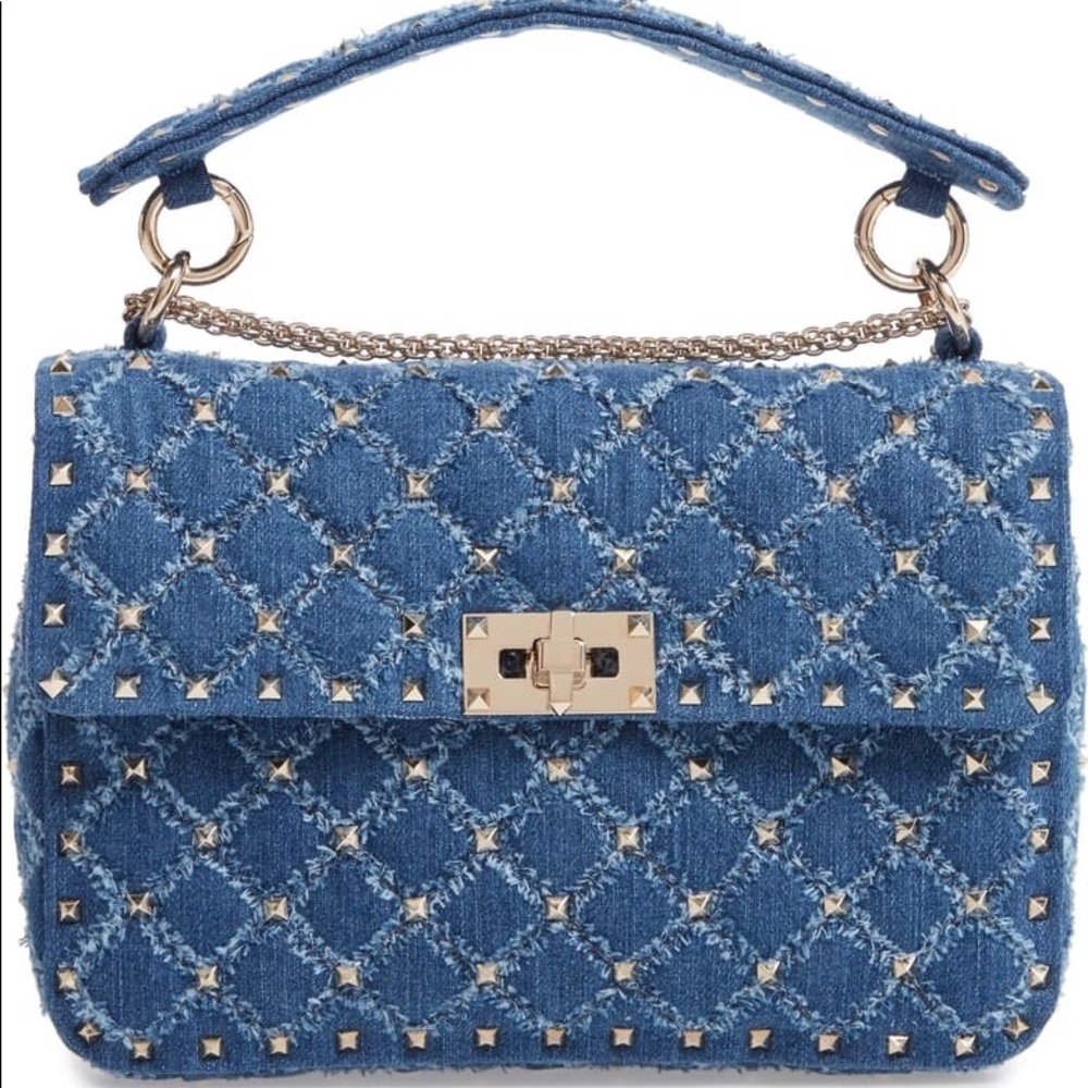 VALENTINO GARAVANI ROCKSTUD Matelasse Denim Bag